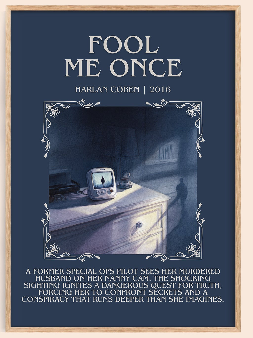 Fool Me Once minimalist book poster by Harlan Coben – framed literary art print