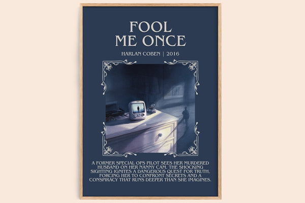 Fool Me Once minimalist book poster by Harlan Coben – framed literary art print