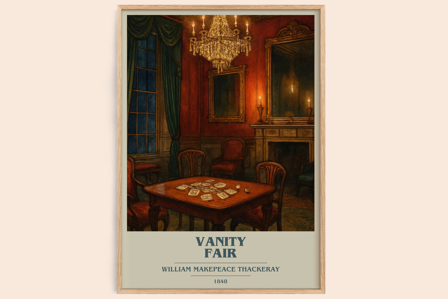 Vanity Fair book cover book poster by William Makepeace Thackeray – framed literary art print