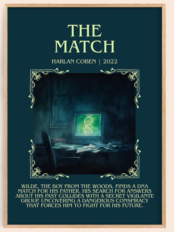 The Match minimalist book poster by Harlan Coben – framed literary art print