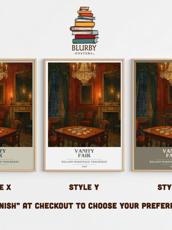 Vanity Fair book cover print in frame leaning in hallway – classic literature wall art