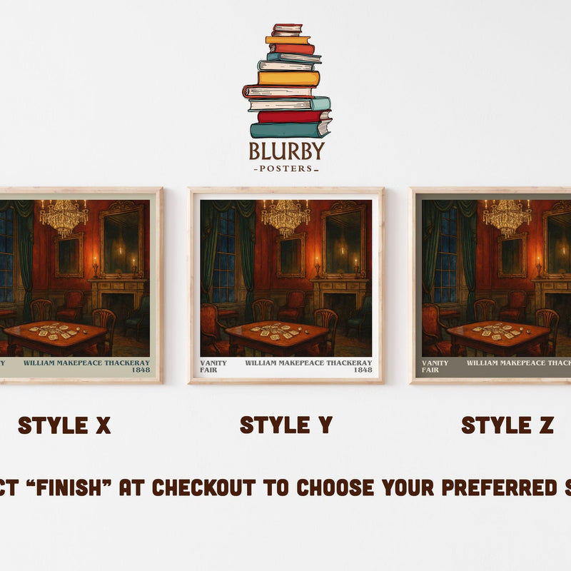 Vanity Fair literary print in frame leaning in hallway – classic literature wall art
