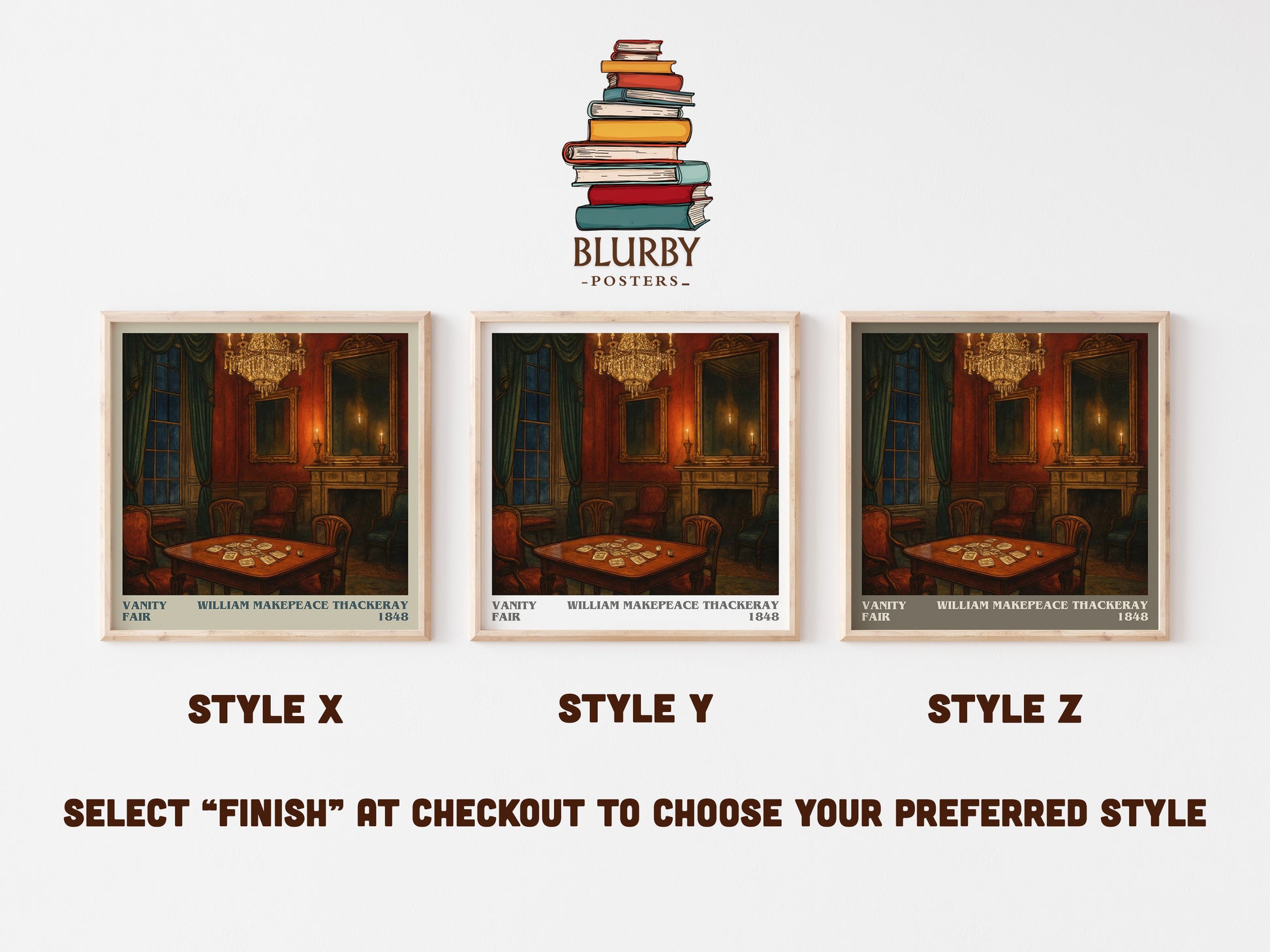 Vanity Fair literary print in frame leaning in hallway – classic literature wall art