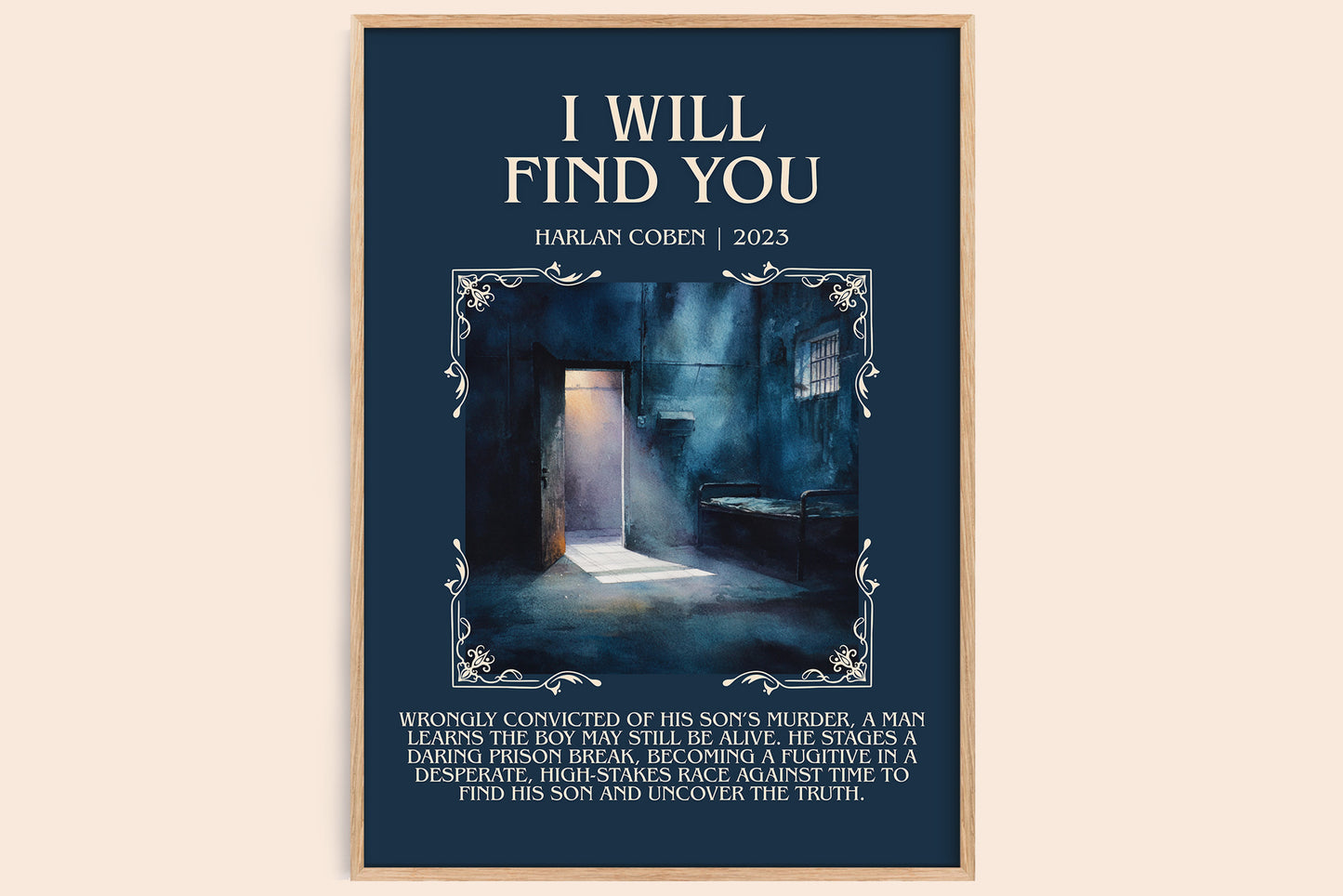 I Will Find You minimalist book poster by Harlan Coben – framed literary art print