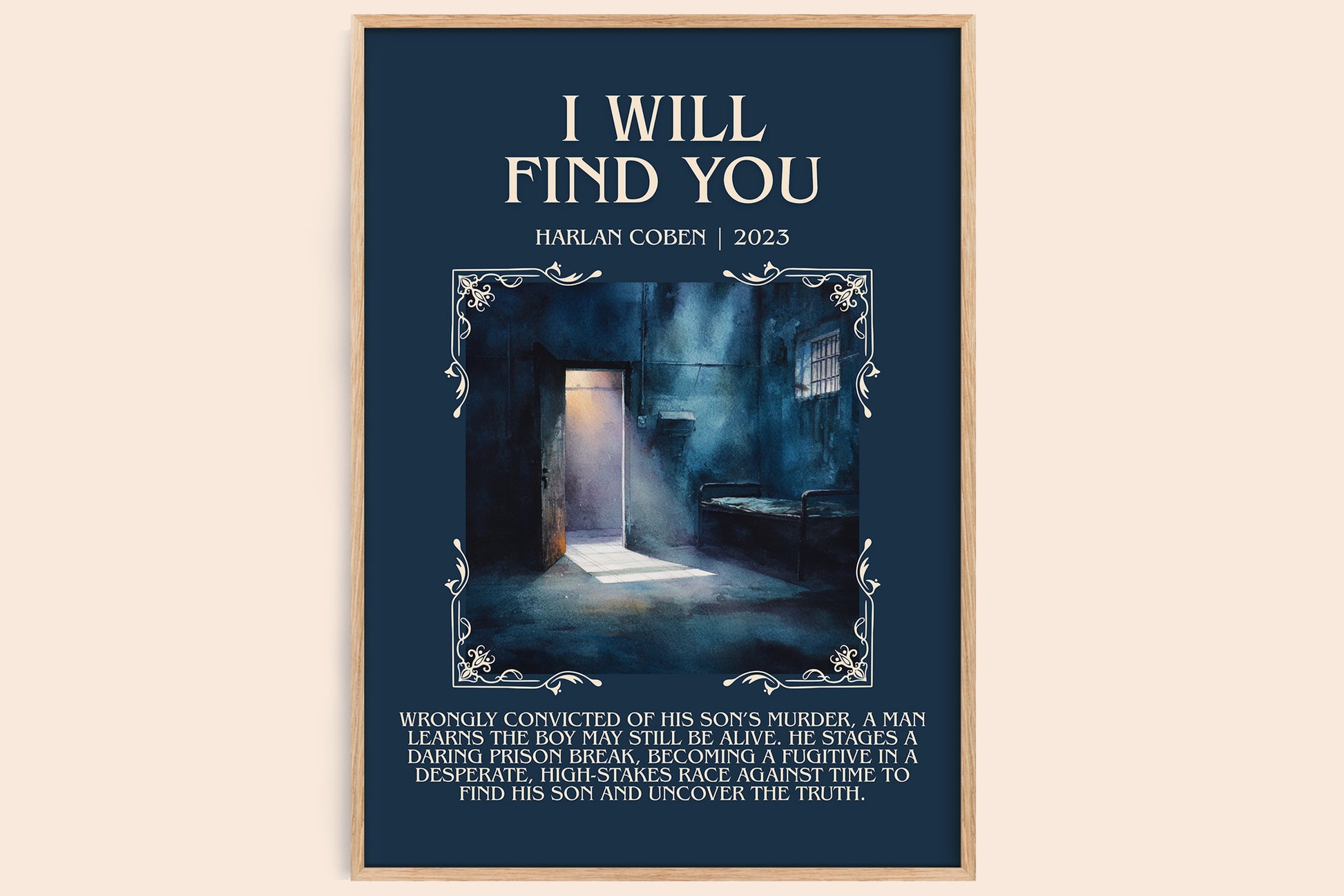 I Will Find You minimalist book poster by Harlan Coben – framed literary art print