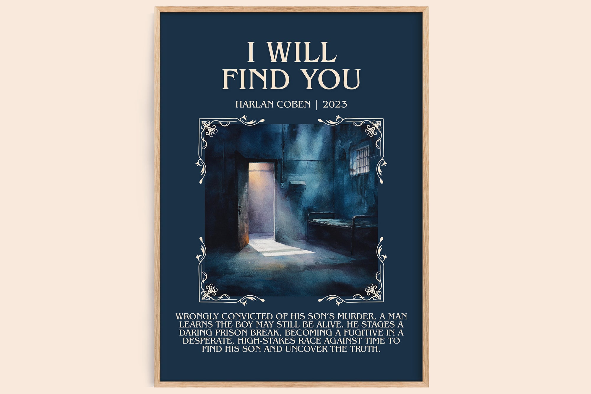 I Will Find You minimalist book poster by Harlan Coben – framed literary art print