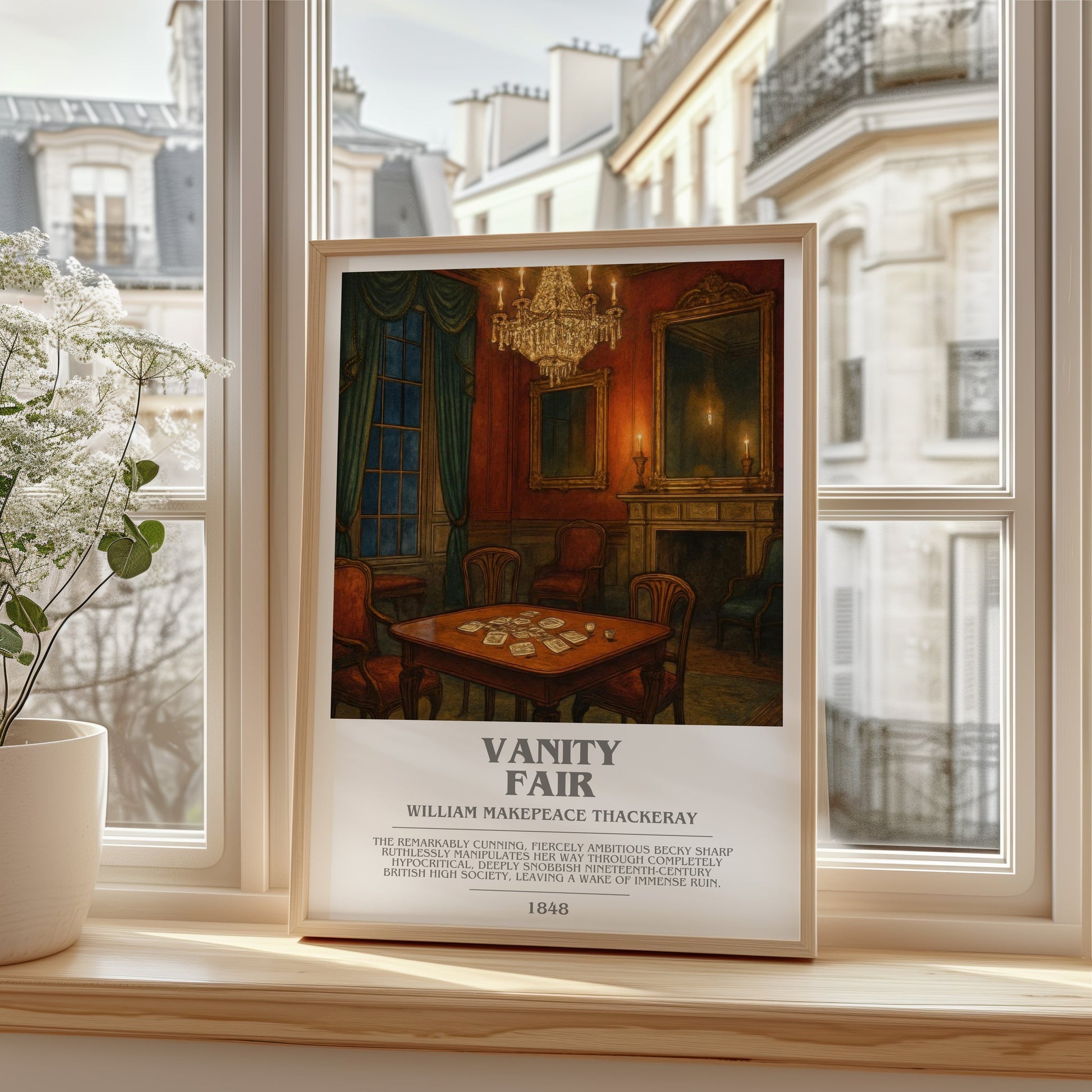 Vanity Fair bookish poster colour and style options – William Makepeace Thackeray book art