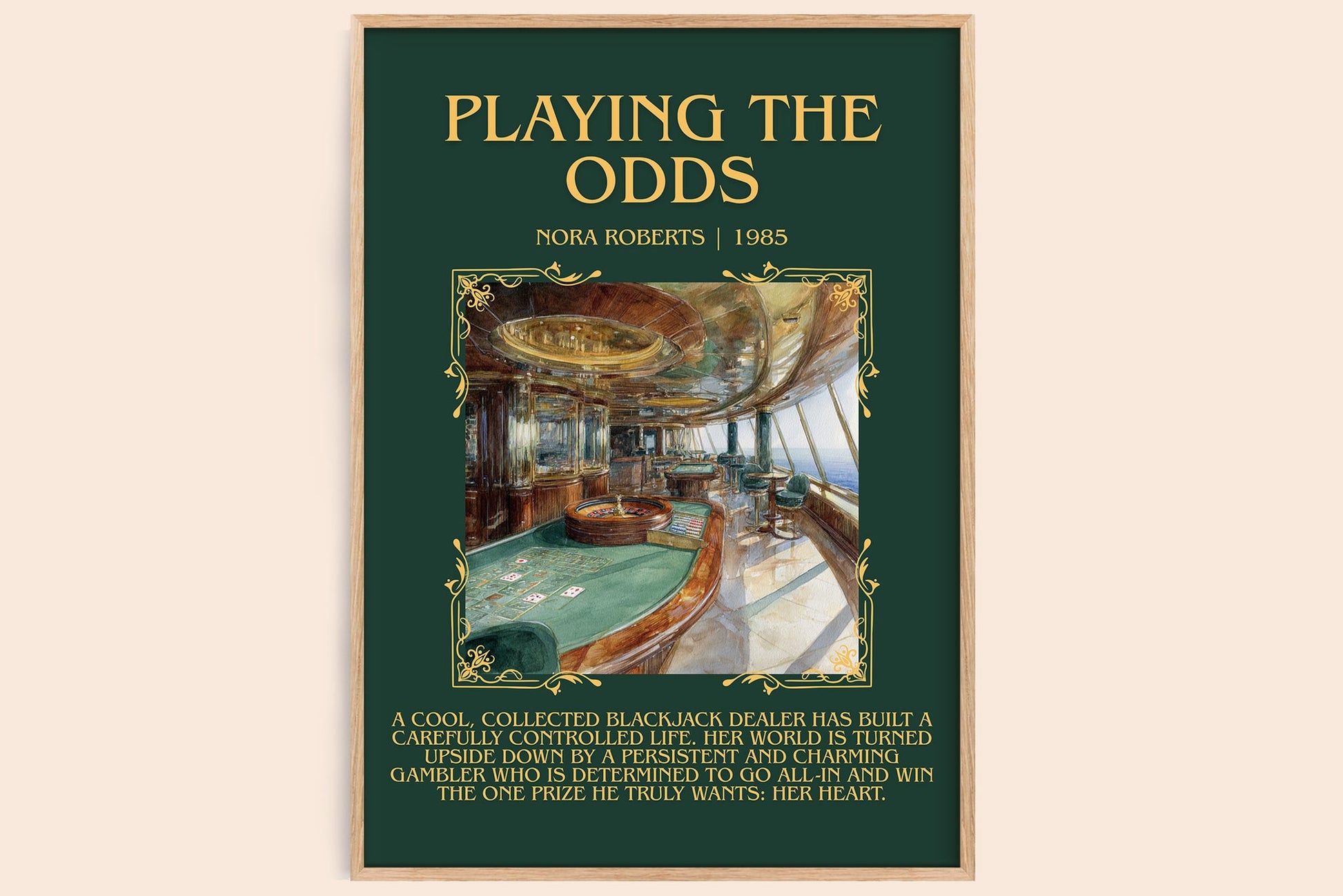 Playing the Odds minimalist book poster by Nora Roberts – framed literary art print