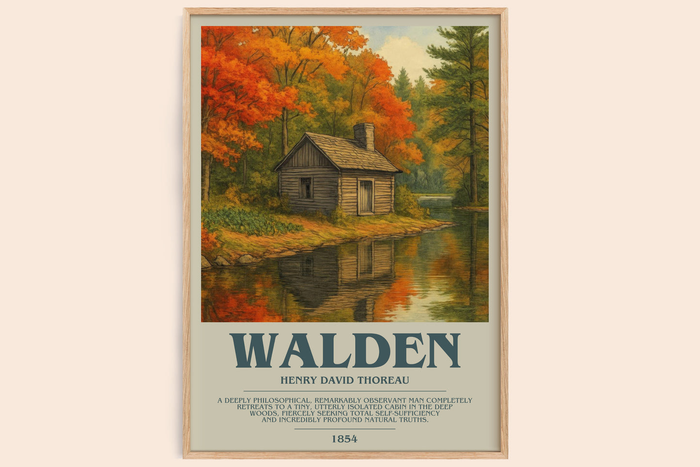 Walden bookish book poster by Henry David Thoreau – framed literary art print