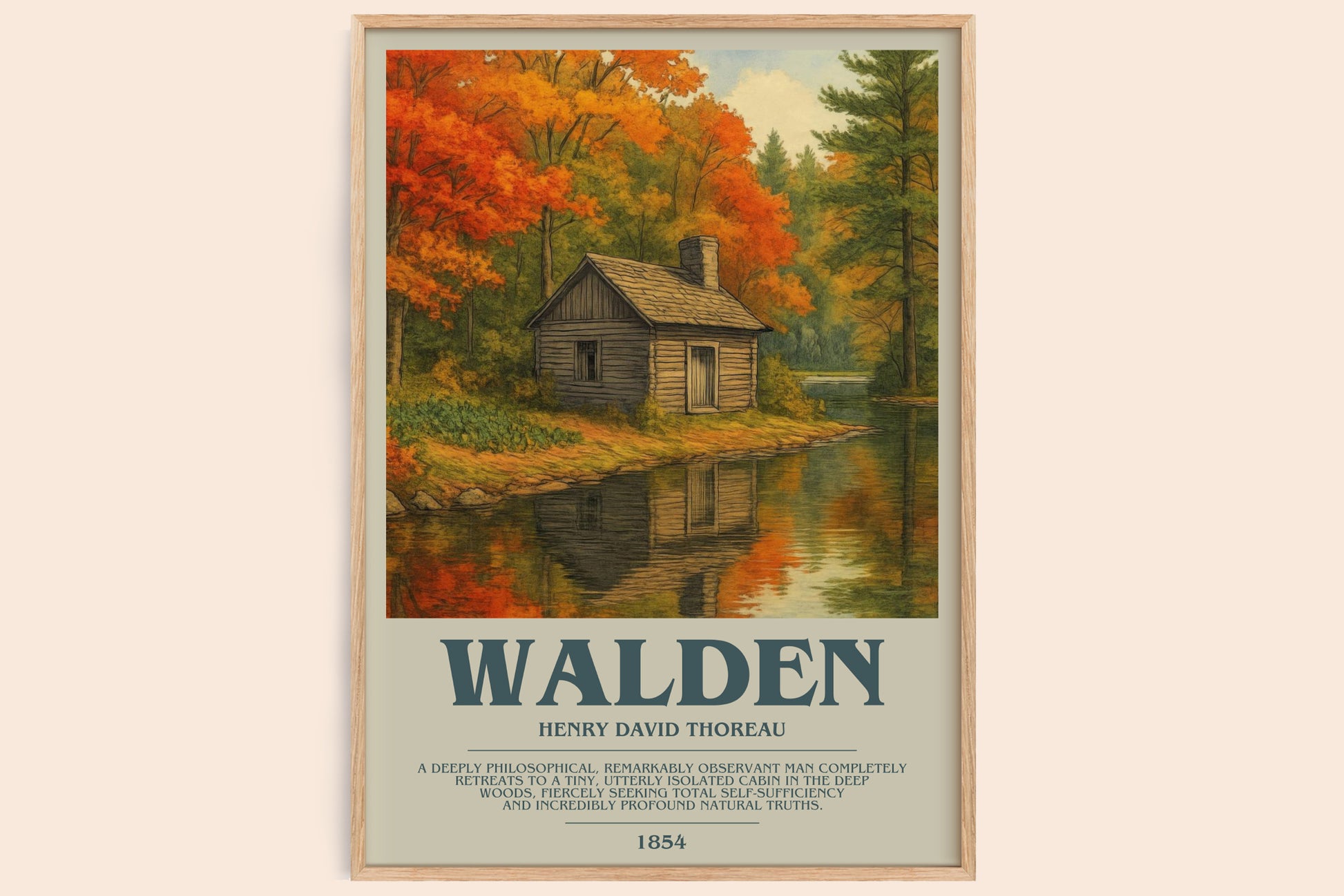 Walden bookish book poster by Henry David Thoreau – framed literary art print