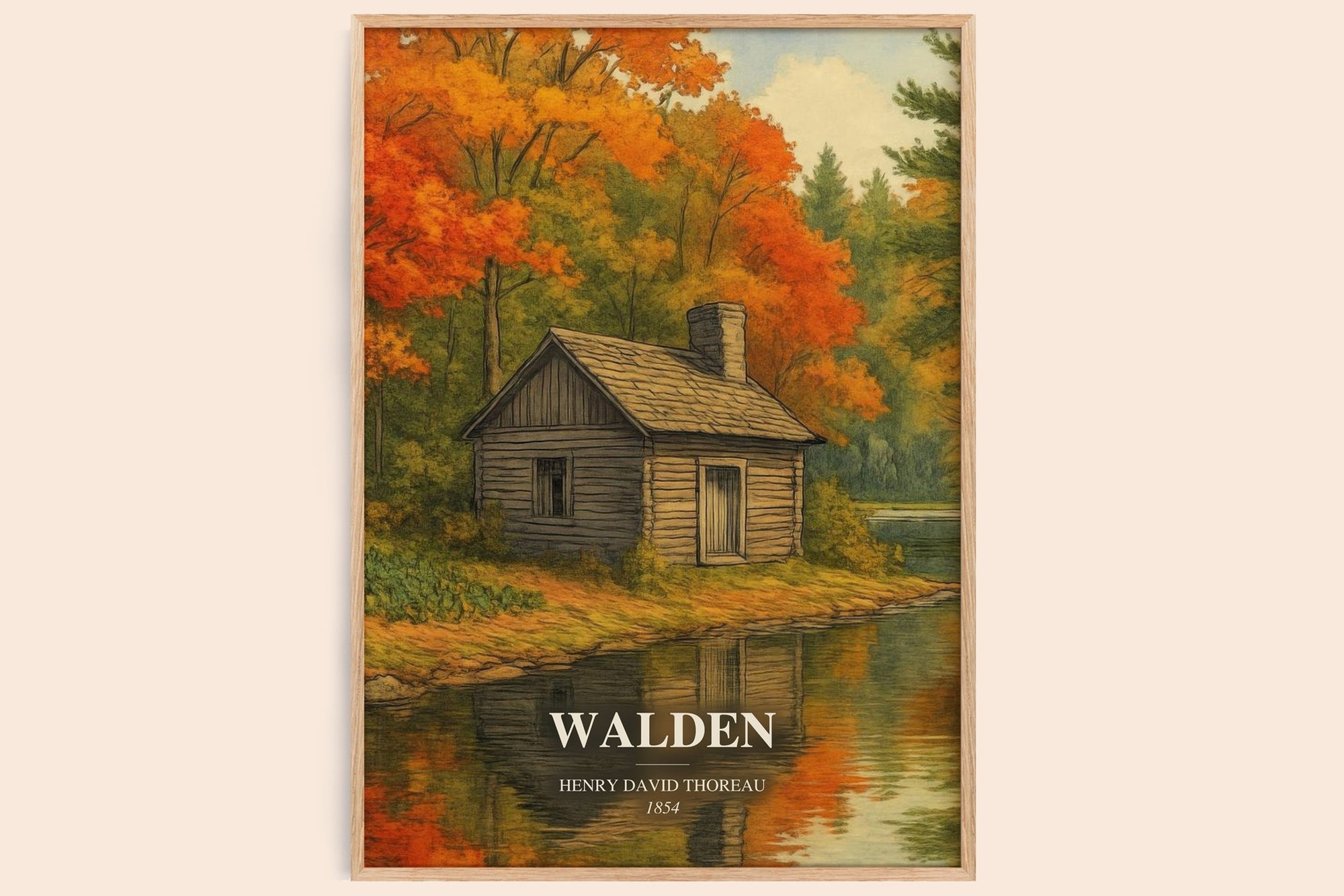 Walden watercolour book poster by Henry David Thoreau – framed literary art print