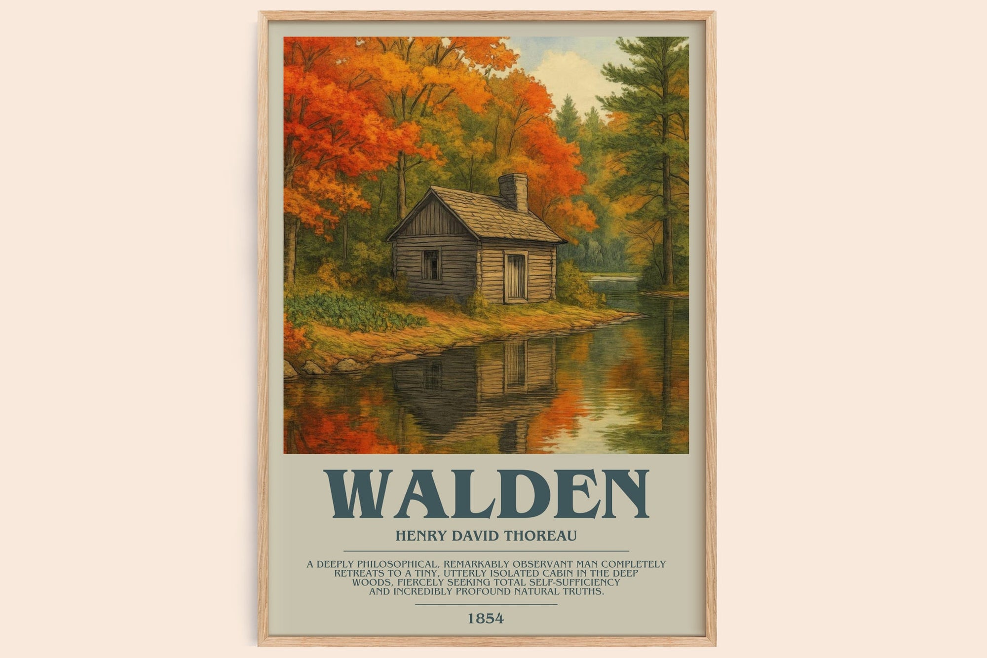 Walden bookish book poster by Henry David Thoreau – framed literary art print