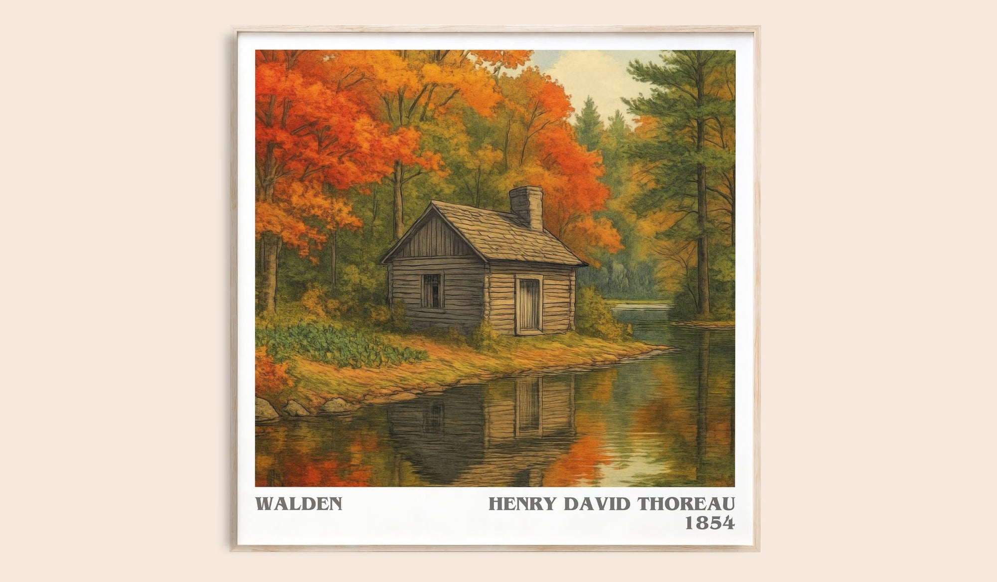 Walden literary book poster by Henry David Thoreau – framed literary art print