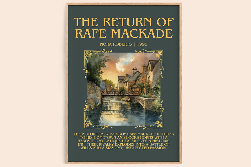 The Return of Rafe MacKade minimalist book poster by Nora Roberts – framed literary art print