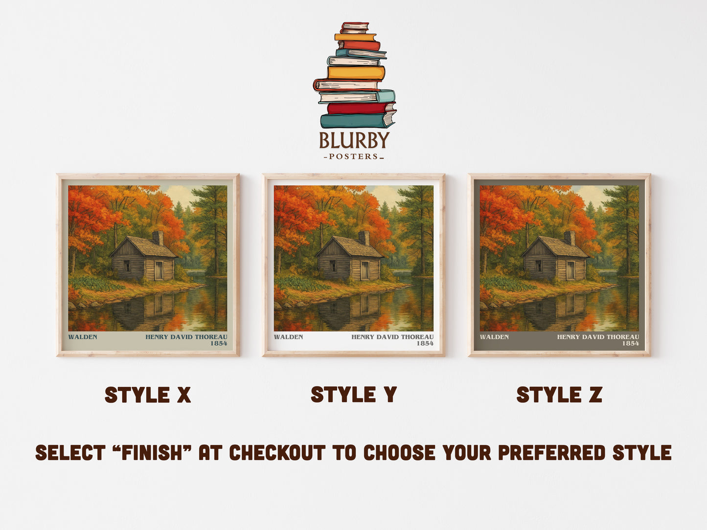 Walden literary print in frame leaning in hallway – non fiction wall art