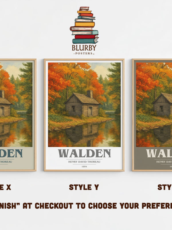 Walden book cover print in frame leaning in hallway – non fiction wall art