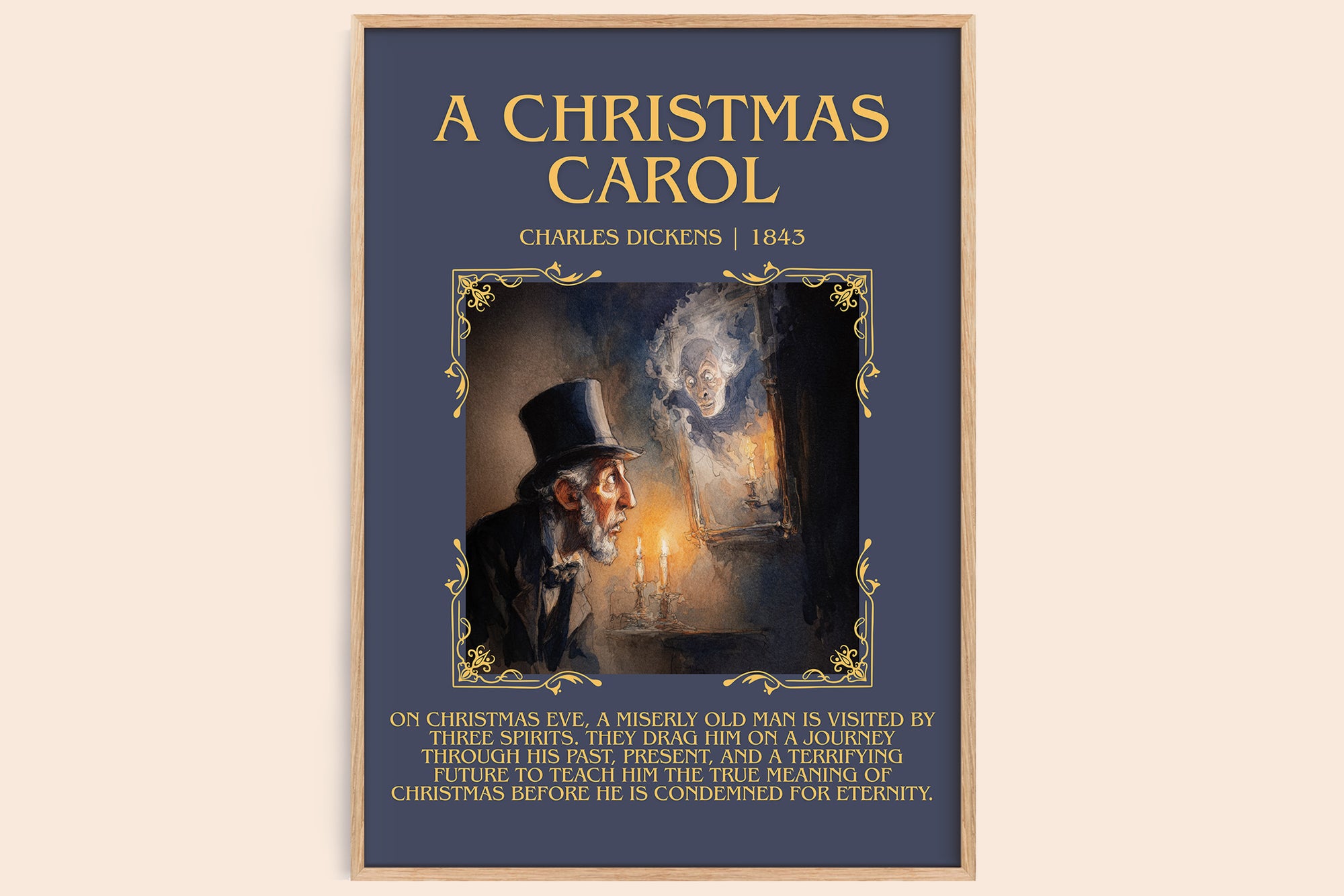 A Christmas Carol minimalist book poster by Charles Dickens – framed literary art print