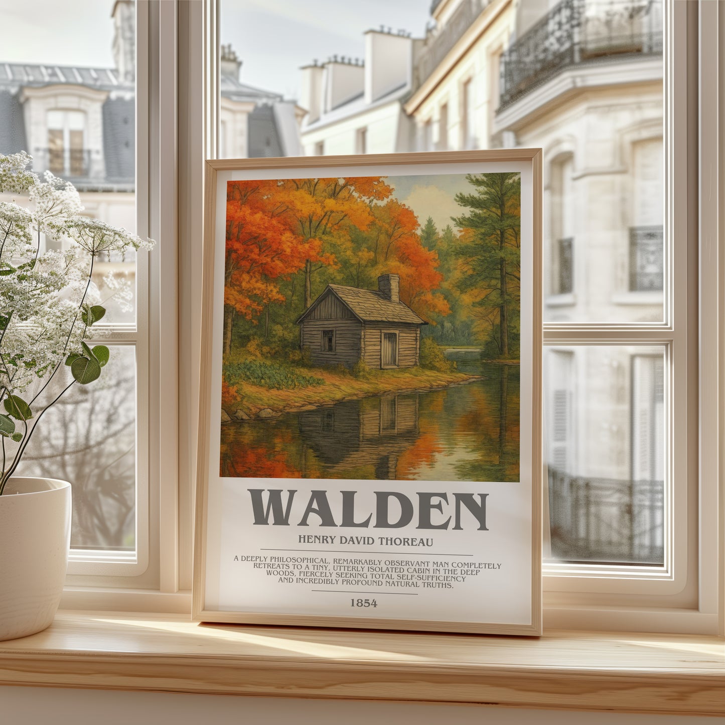 Walden bookish poster colour and style options – Henry David Thoreau book art