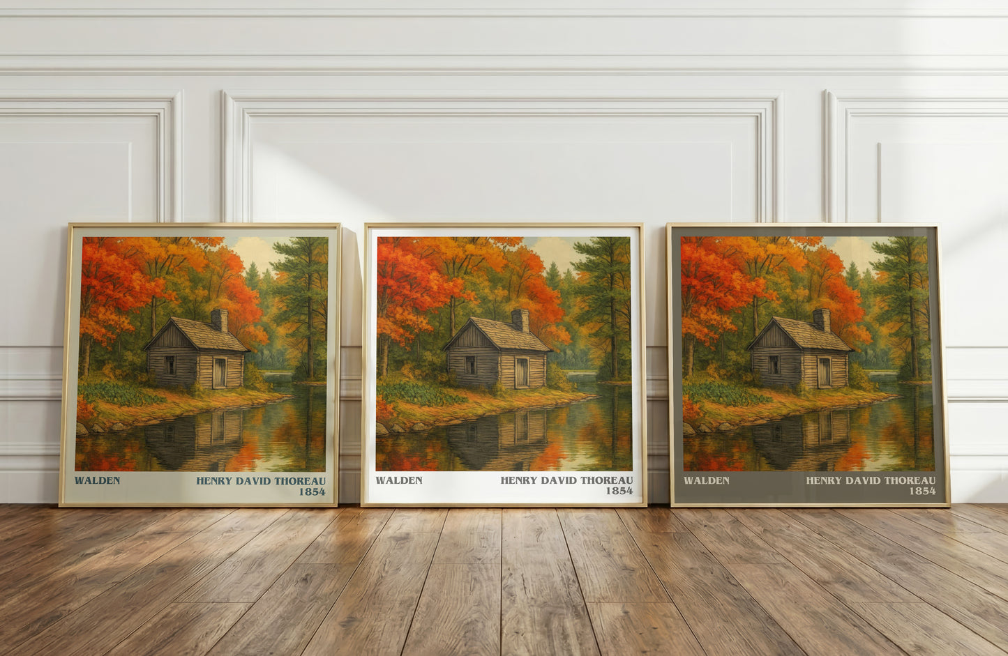Walden literary art print colour and style options – Henry David Thoreau book art