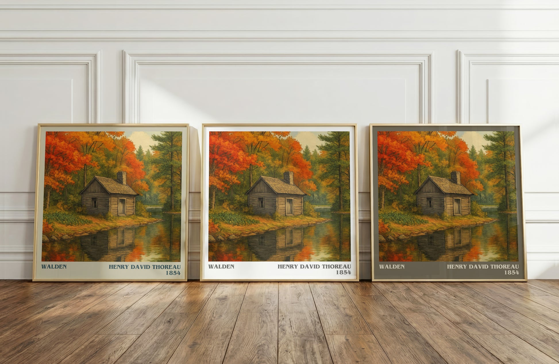 Walden literary art print colour and style options – Henry David Thoreau book art