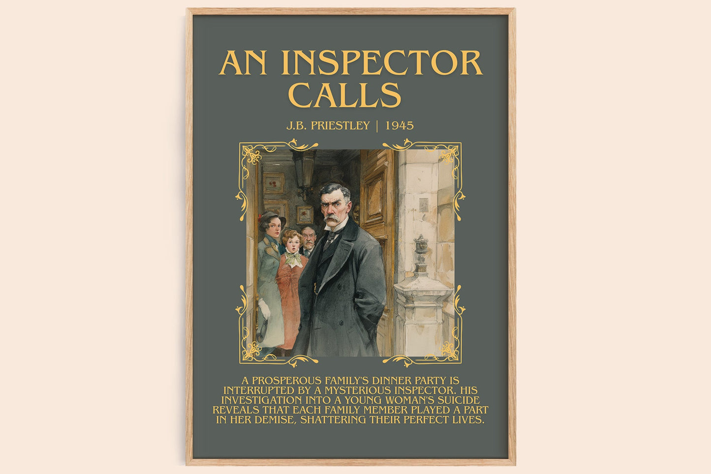 An Inspector Calls minimalist book poster by J. B. Priestley – framed literary art print