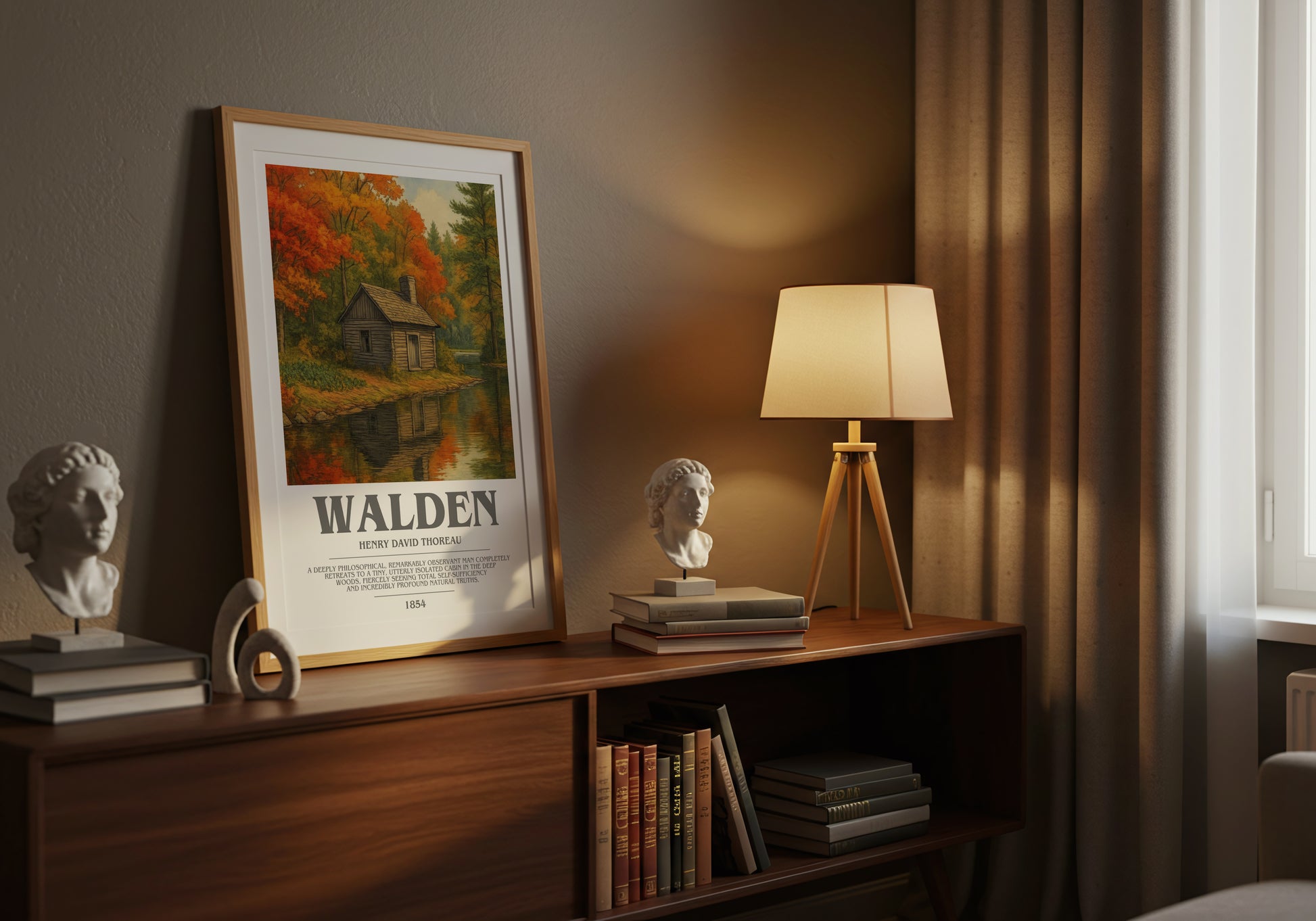 Walden bookish book poster framed on wall – non fiction wall art