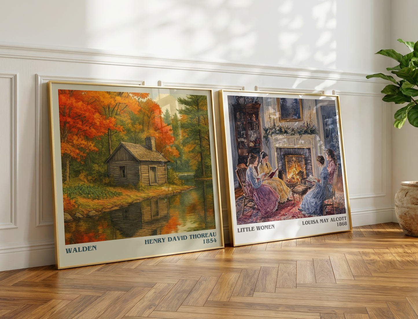 Walden literary print on bookshelf – Henry David Thoreau fan gift