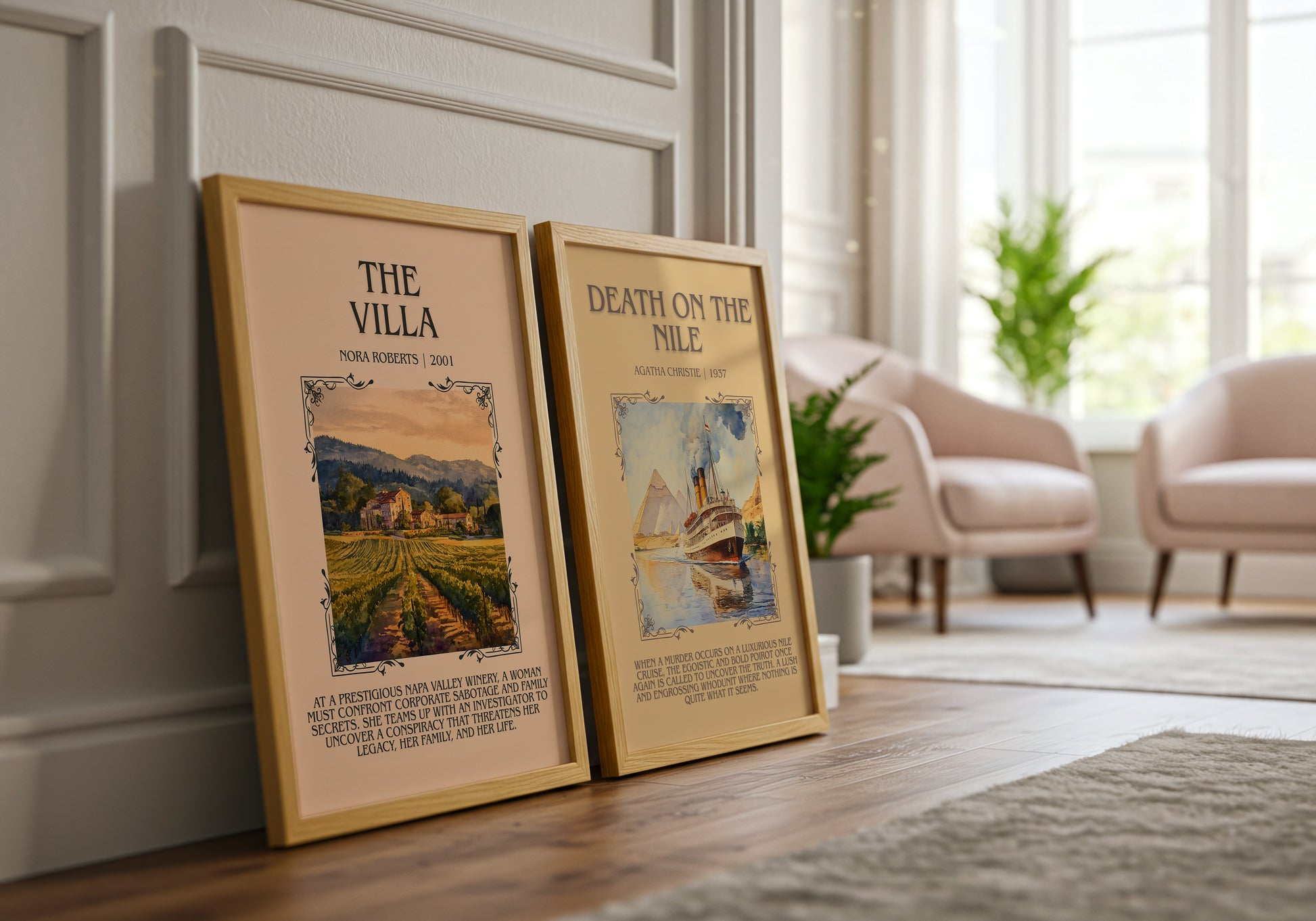 The Villa minimalist print framed by window – literary home decor