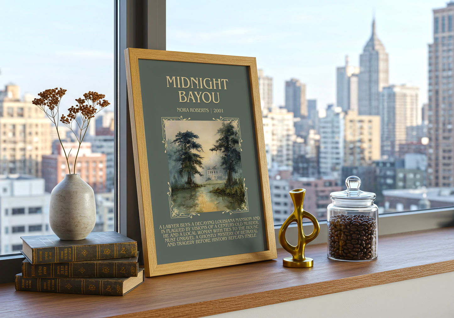 Midnight Bayou minimalist poster paper finish options – matte satin gloss