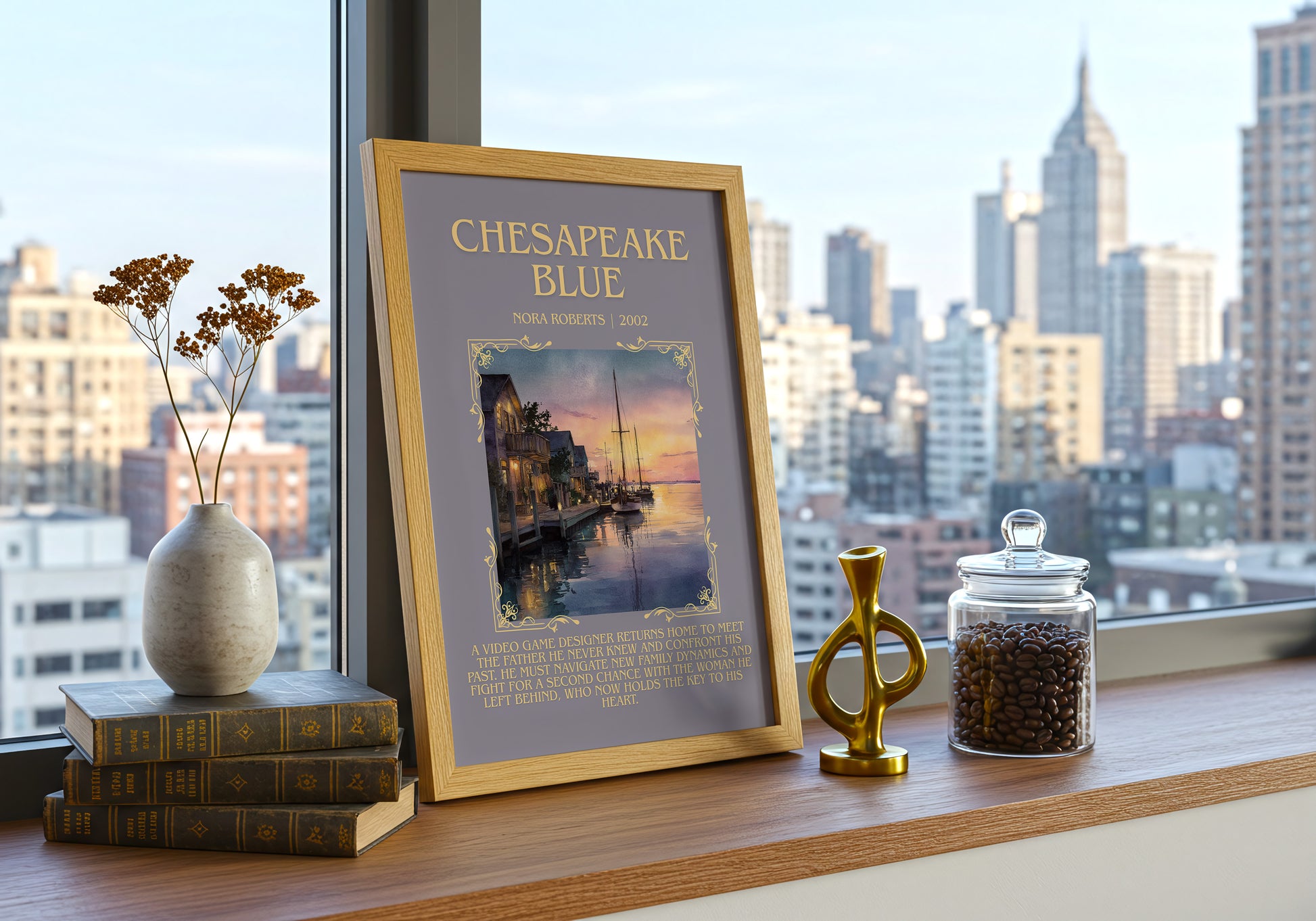 Chesapeake Blue minimalist poster paper finish options – matte satin gloss