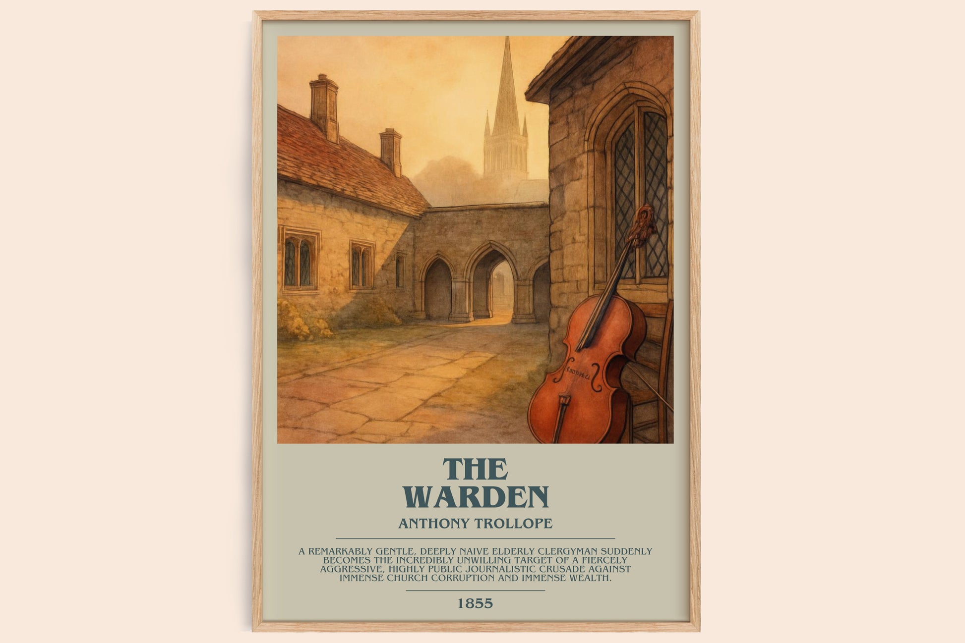 The Warden bookish book poster by Anthony Trollope – framed literary art print