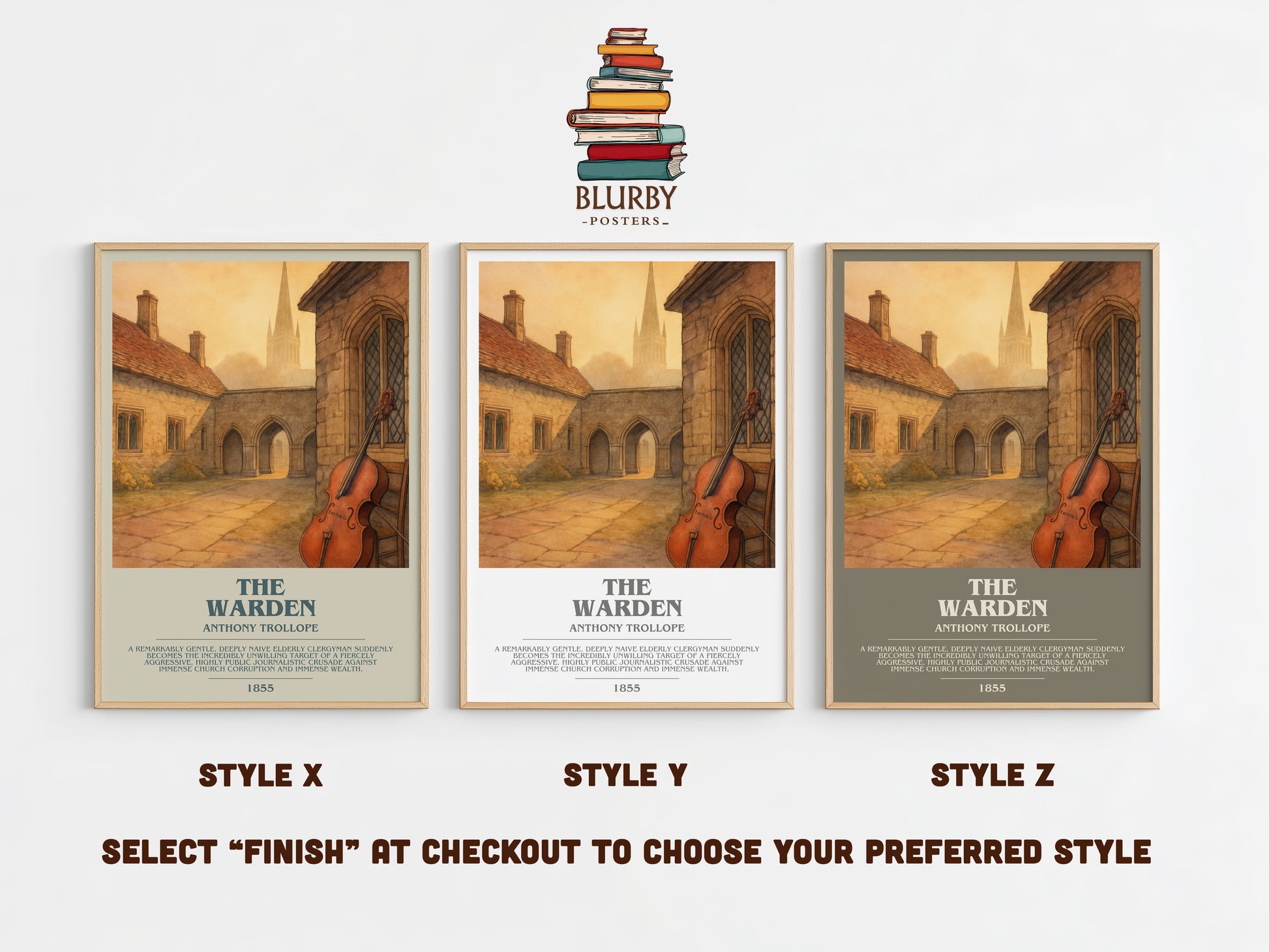 The Warden bookish print in frame leaning in hallway – classic literature wall art