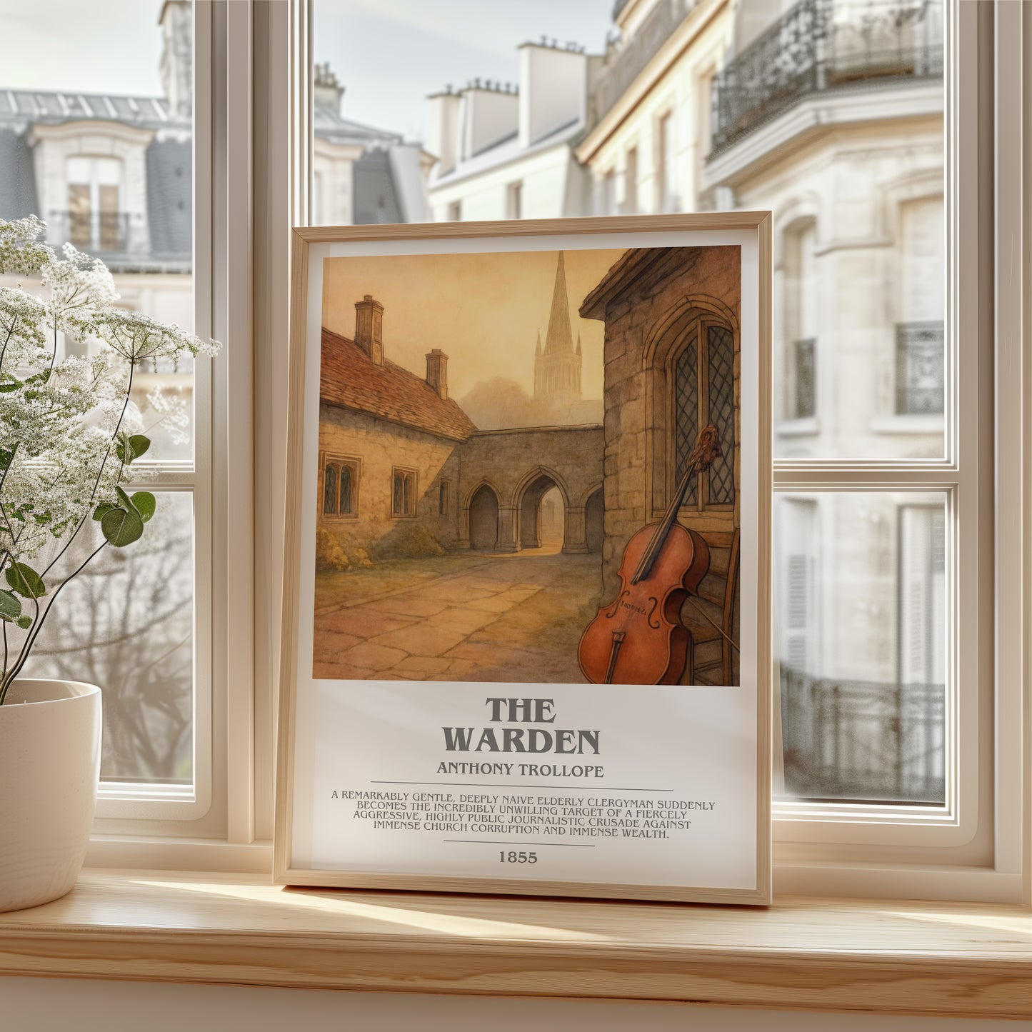 The Warden bookish poster colour and style options – Anthony Trollope book art
