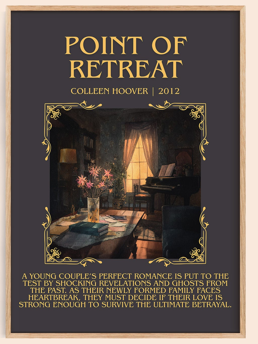 Point Of Retreat minimalist book poster by Colleen Hoover – framed literary art print