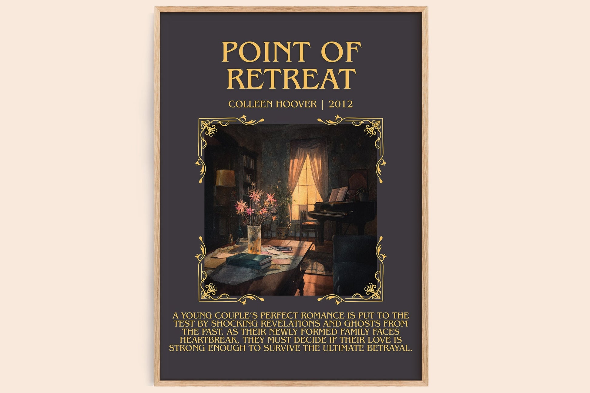 Point Of Retreat minimalist book poster by Colleen Hoover – framed literary art print