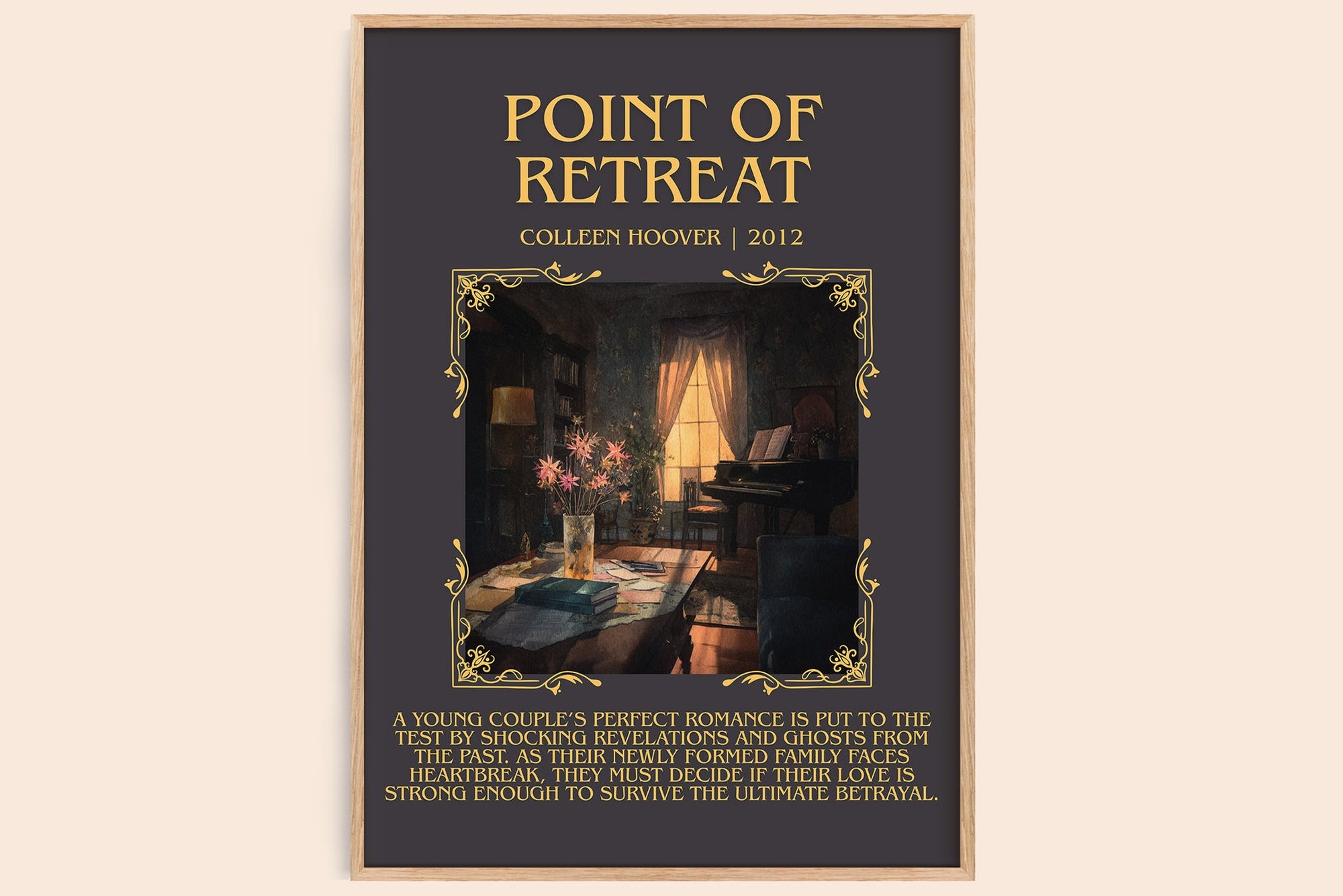 Point Of Retreat minimalist book poster by Colleen Hoover – framed literary art print