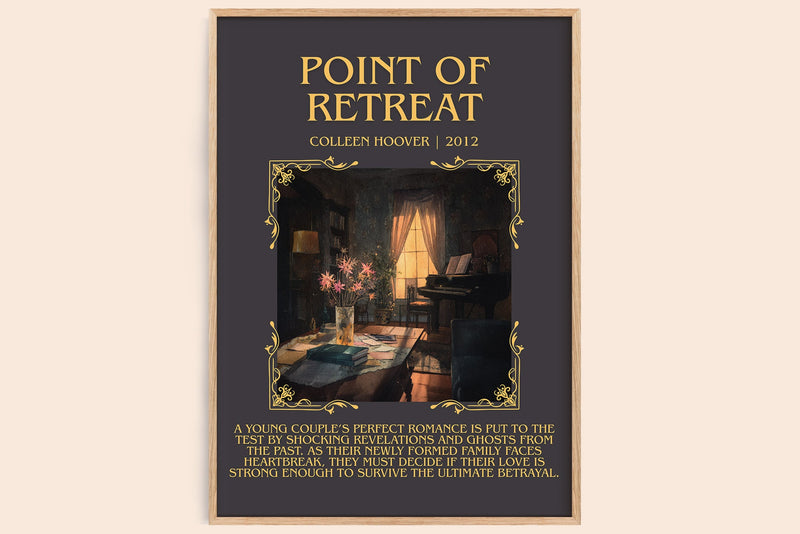 Point Of Retreat minimalist book poster by Colleen Hoover – framed literary art print