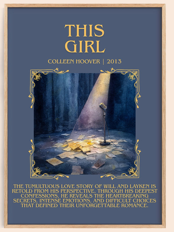 This Girl minimalist book poster by Colleen Hoover – framed literary art print