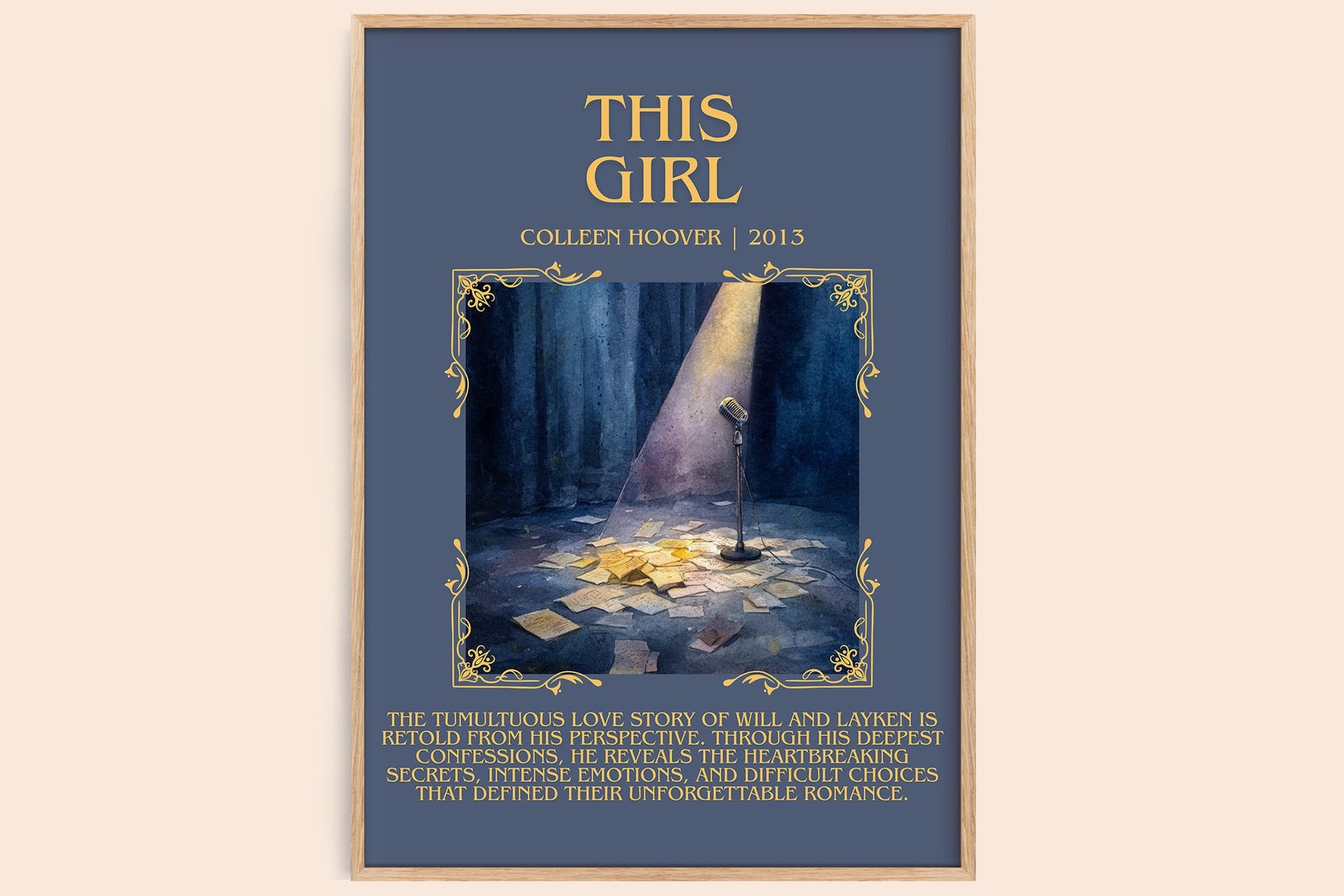 This Girl minimalist book poster by Colleen Hoover – framed literary art print
