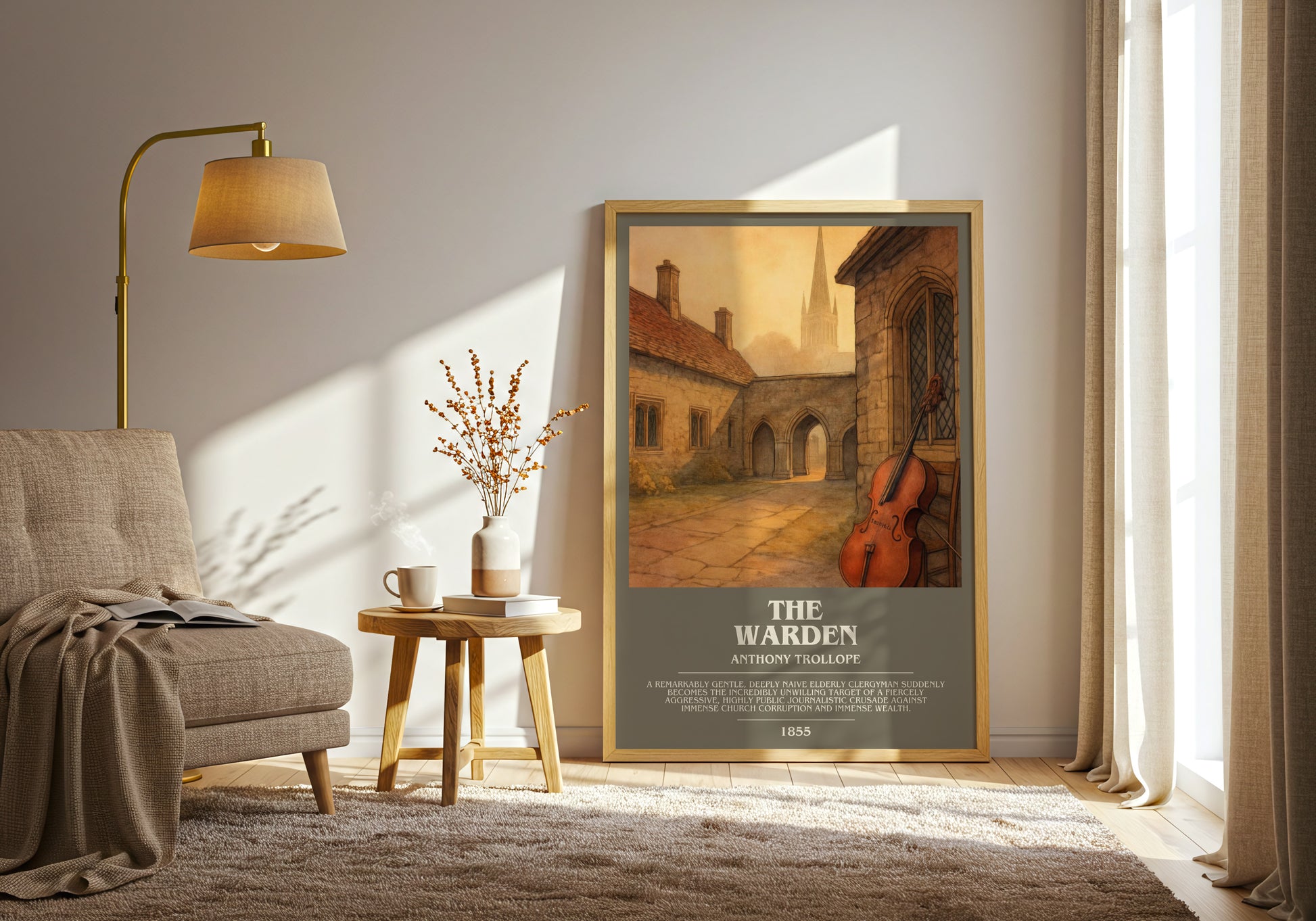 The Warden bookish print on bookshelf – Anthony Trollope fan gift