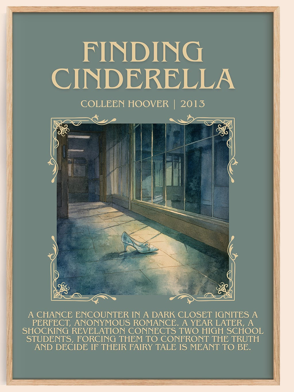 Finding Cinderella minimalist book poster by Colleen Hoover – framed literary art print