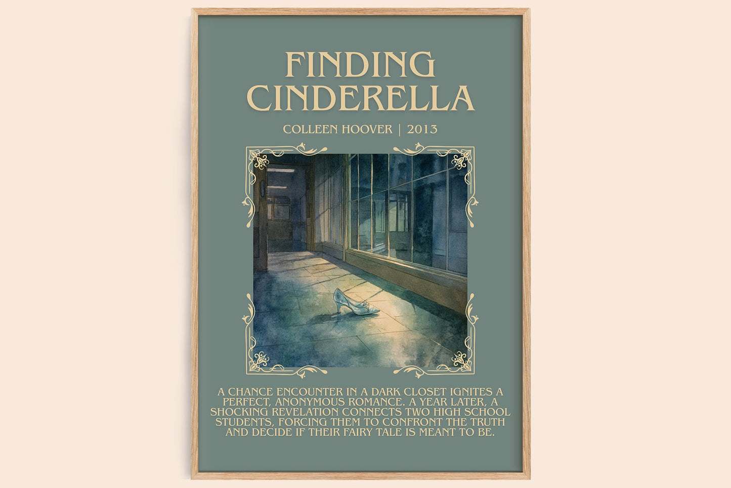 Finding Cinderella minimalist book poster by Colleen Hoover – framed literary art print
