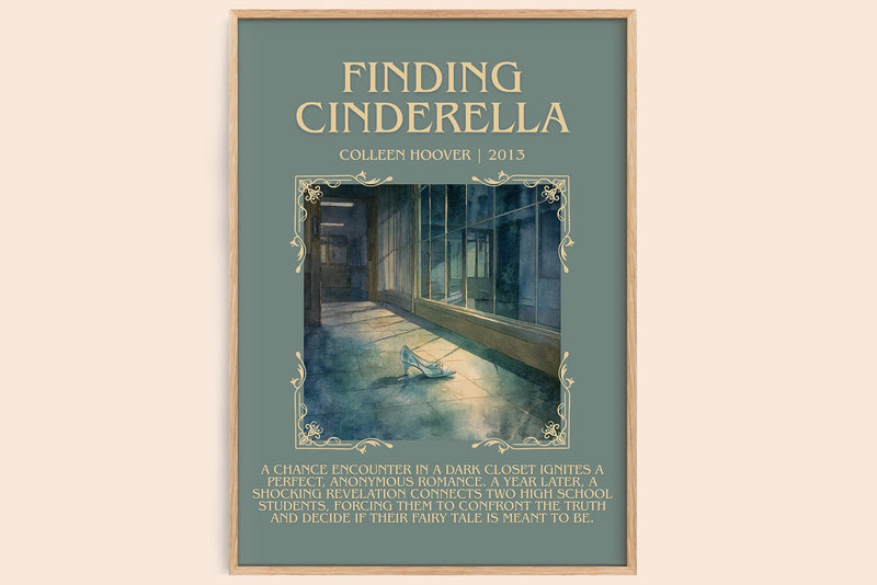 Finding Cinderella minimalist book poster by Colleen Hoover – framed literary art print