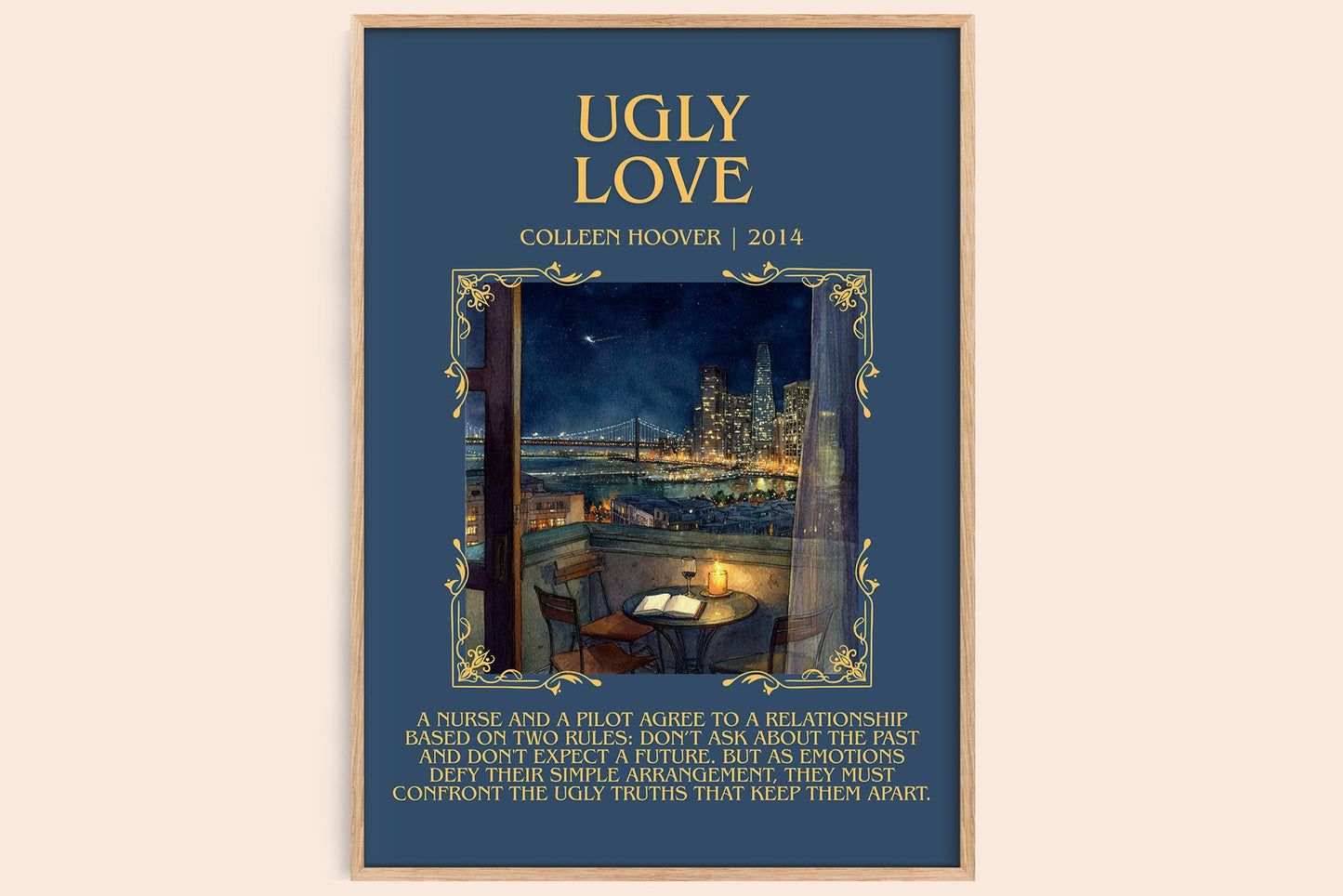 Ugly Love minimalist book poster by Colleen Hoover – framed literary art print