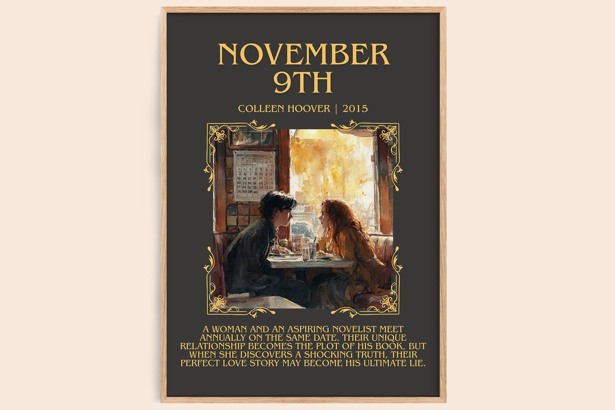 November 9 minimalist book poster by Colleen Hoover – framed literary art print