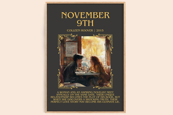 November 9 minimalist book poster by Colleen Hoover – framed literary art print
