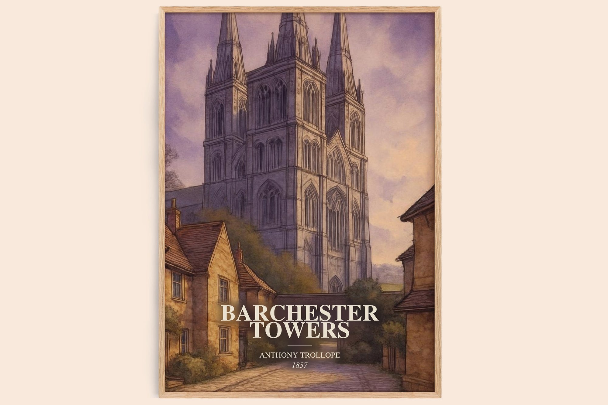 Barchester Towers watercolour book poster by Anthony Trollope – framed literary art print