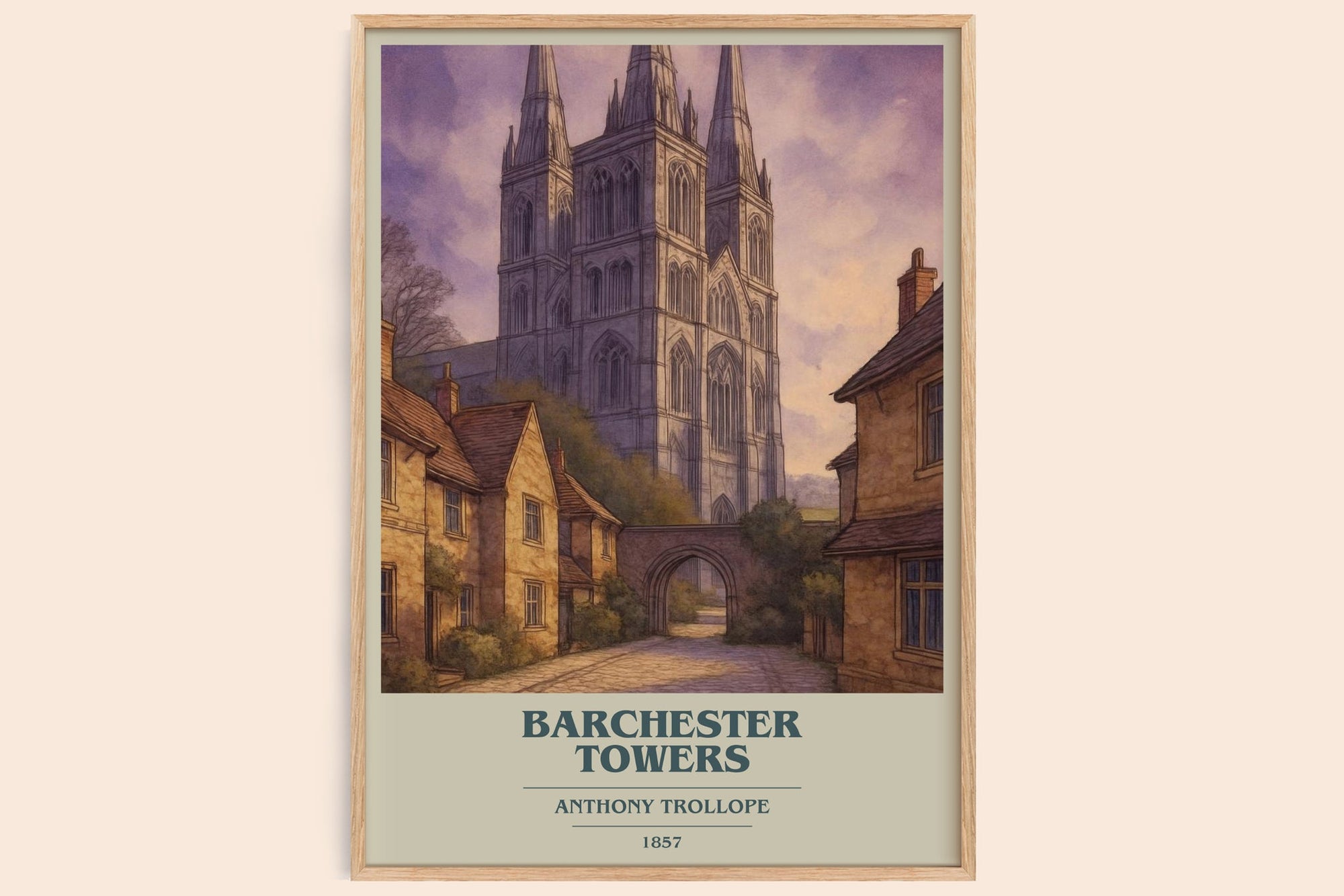 Barchester Towers book cover book poster by Anthony Trollope – framed literary art print