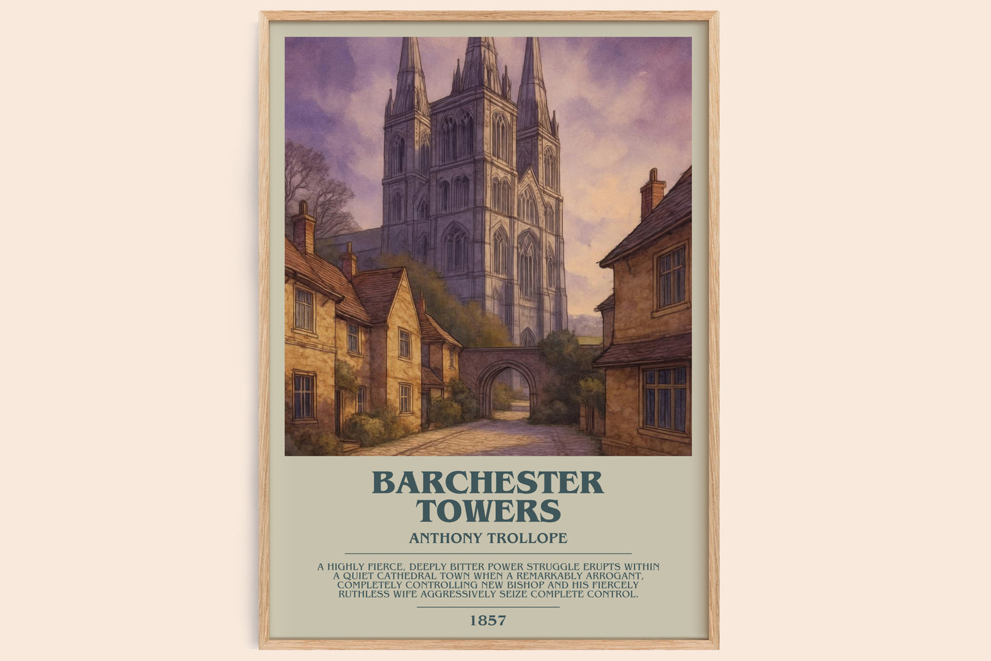 Barchester Towers bookish book poster by Anthony Trollope – framed literary art print