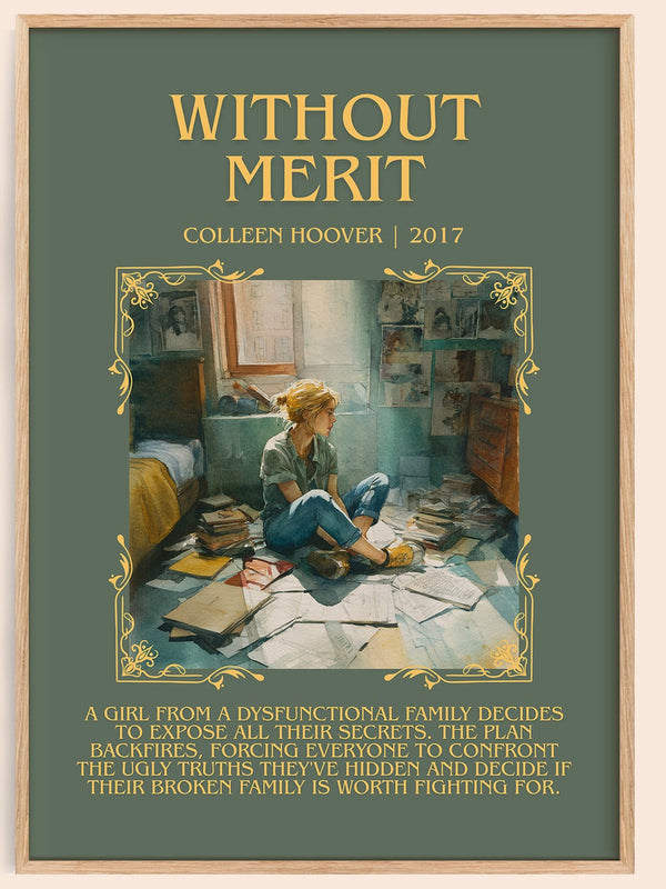 Without Merit minimalist book poster by Colleen Hoover – framed literary art print